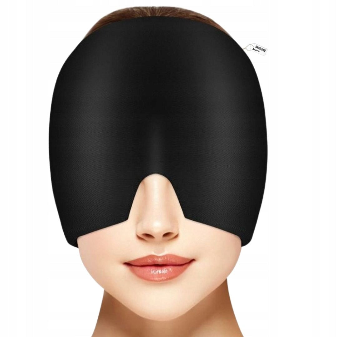 CAP RELIEVING HEADACHE FOR MIGRAINE MASK COMPRESS GEL COMPRESS BLACK