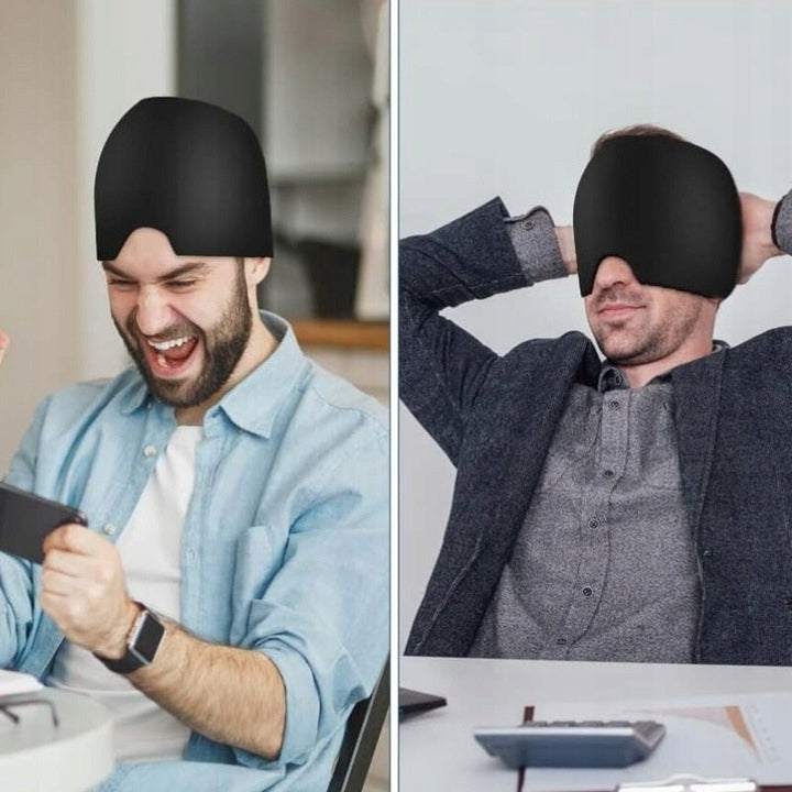 CAP RELIEVING MIGRAINE FEVER MASK COMPRESS GEL COMPRESS WARM COLD Packaging status original
