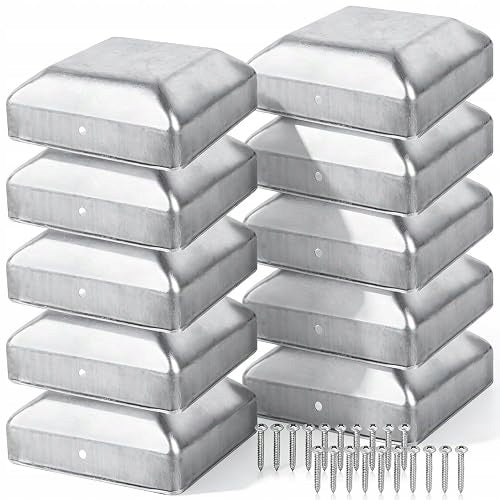 CAPS FOR FENCE POSTS 8X8 CM GALVANIZED STEEL 10 PCS METAL