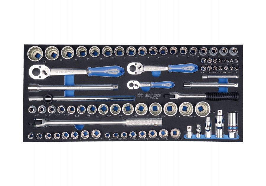 CAPS KEYS 4-32mm INCH accessories 77pcs 1/2 3/8 1/4 KING TONY 9-9077CR
