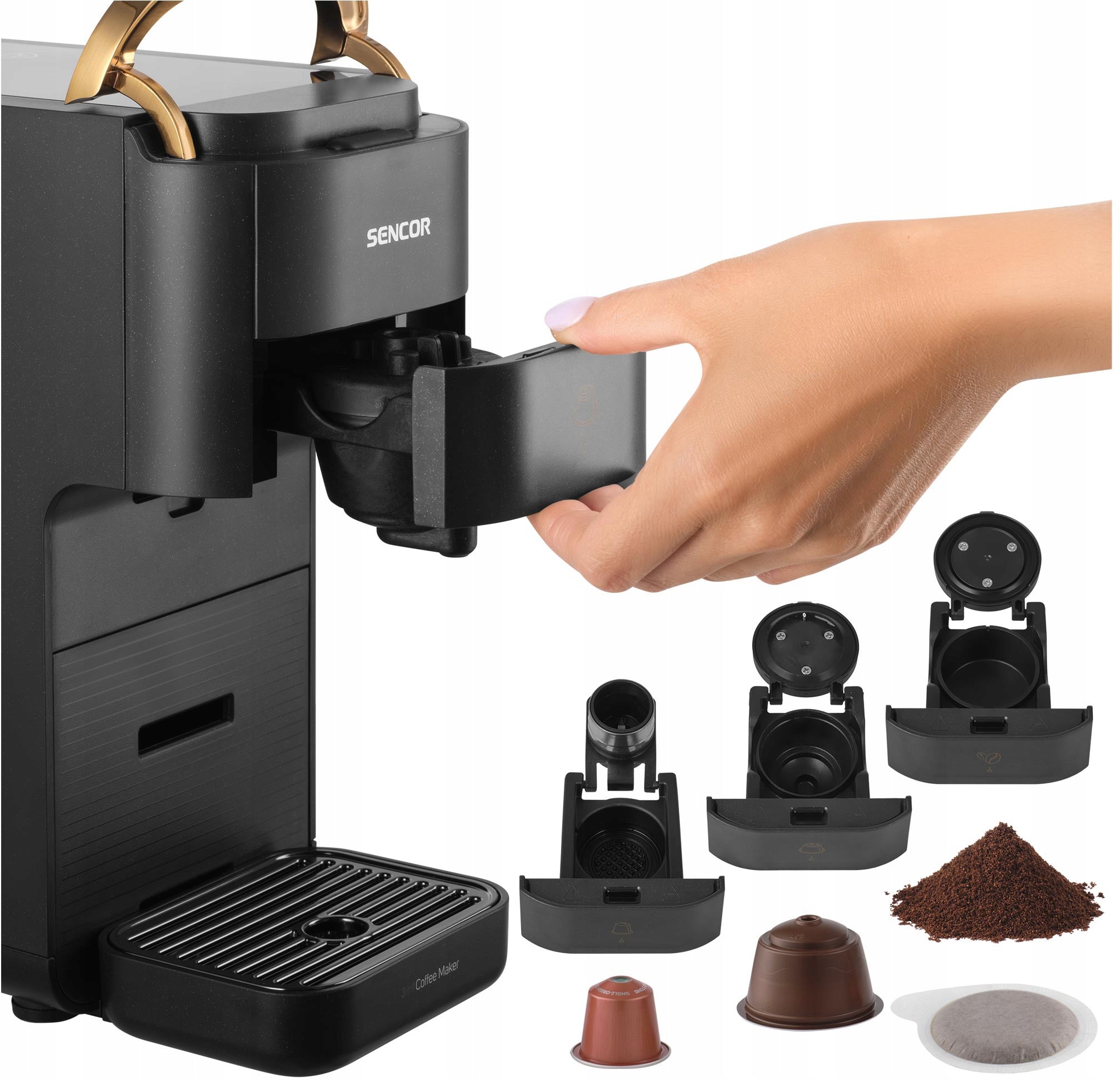 CAPSULE COFFEE MAKER 3IN1 SENCOR 1550W 20 BAR 1,5L ACCESSORIES BLACK Packaging status original