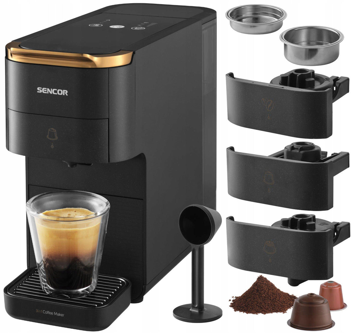 CAPSULE COFFEE MAKER 3IN1 SENCOR 1550W 20 BAR 1,5L ACCESSORIES BLACK