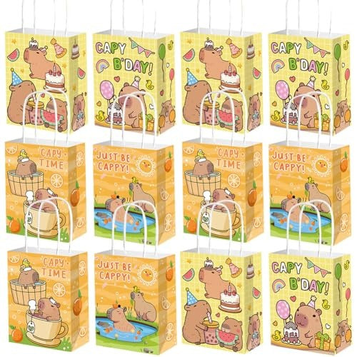 CAPYBARA PAPER BAGS FOR CHILDREN'S BIRTHDAY GIFT 12 PCS for children Brand no brand