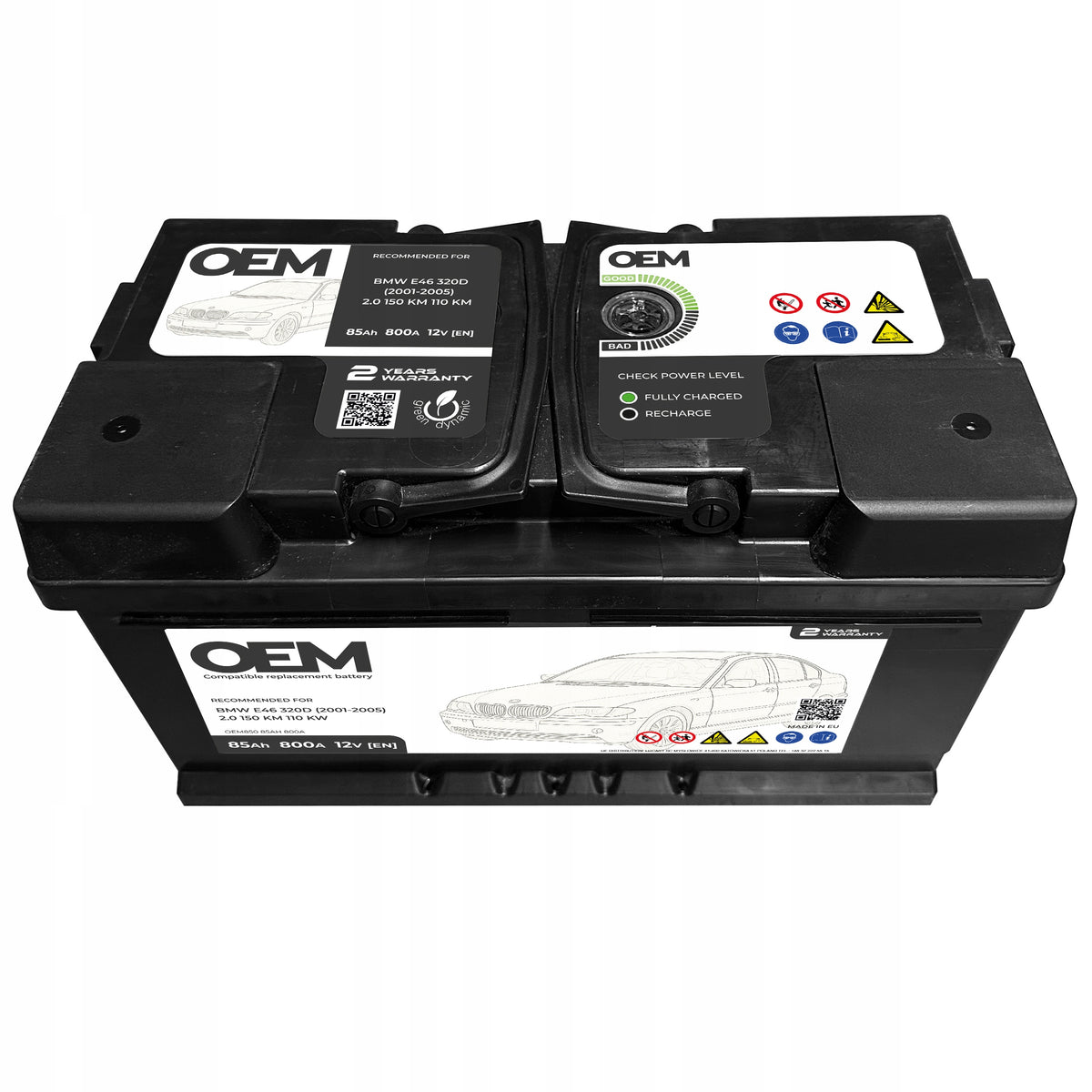 CAR BATTERY OEM BMW E46 320D 85AH/800A WITHOUT START-STOP