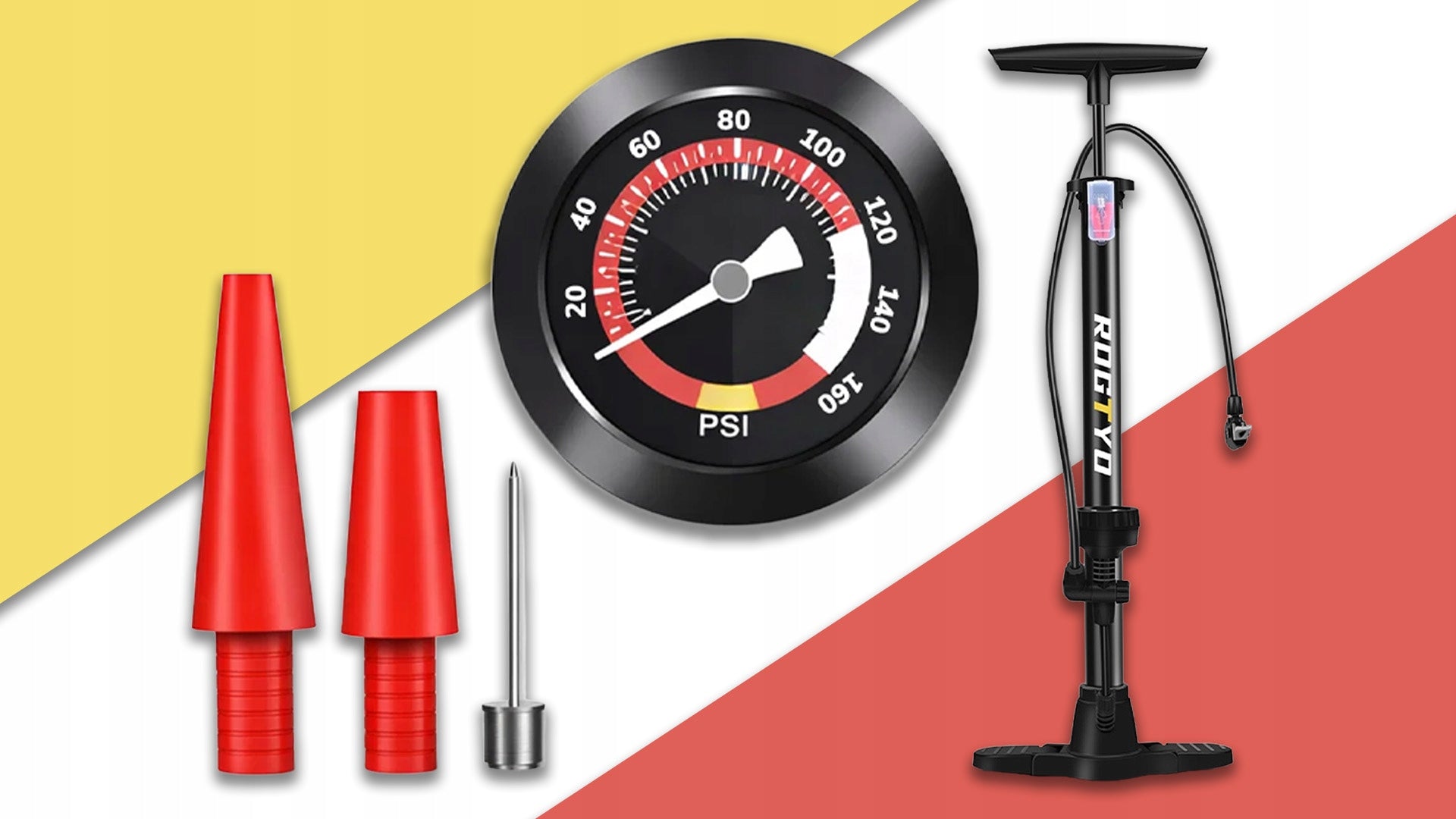 CAR BICYCLE PUMP WITH PRESSURE GAUGE FOR BICYCLE BALLS MANUAL PUMP 3IN1 Kind floor