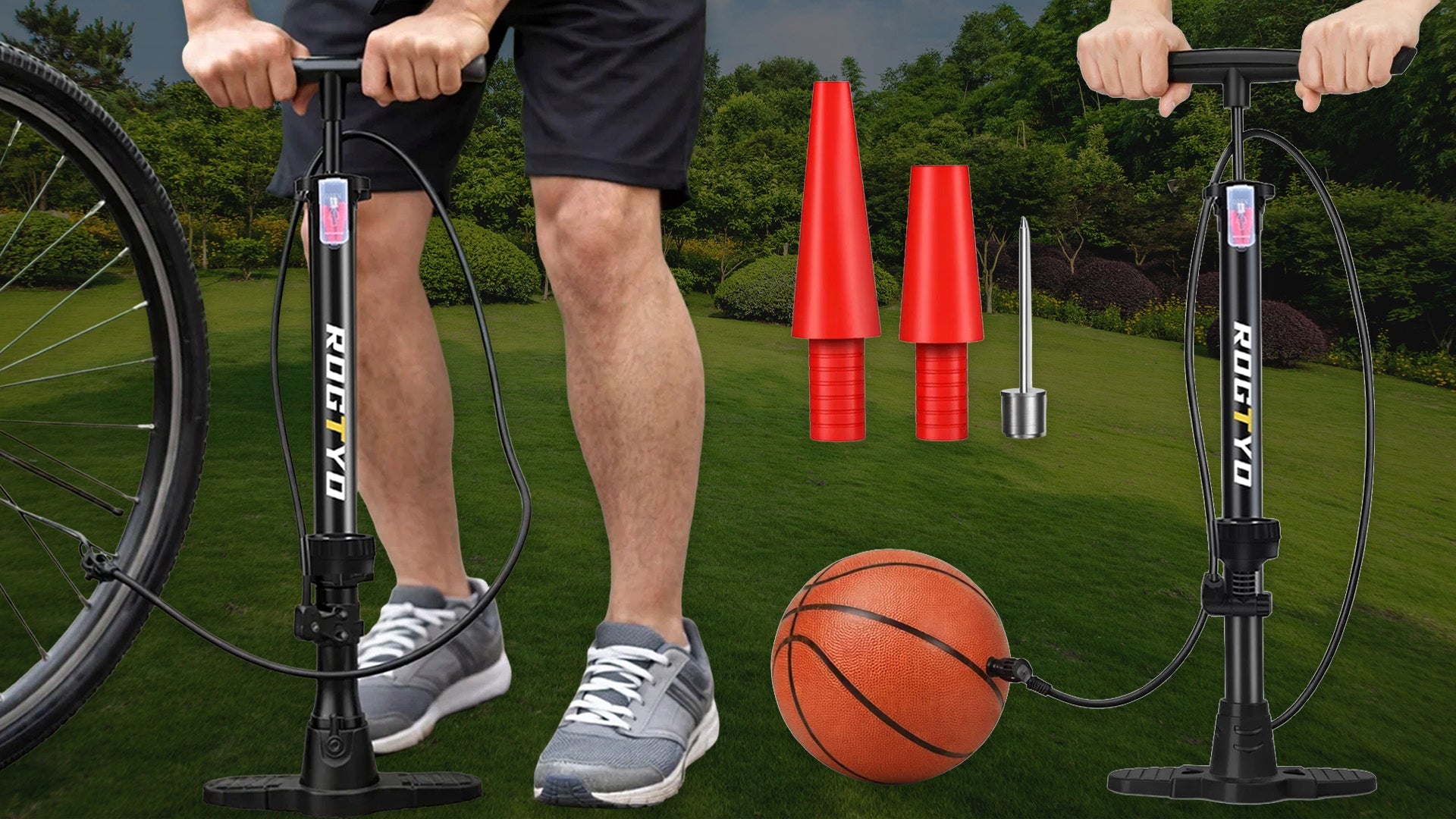 CAR BICYCLE PUMP WITH PRESSURE GAUGE FOR BICYCLE BALLS MANUAL PUMP 3IN1 Model POMPKA ROWEROWA RĘCZNA DO ROWERU MOCNA