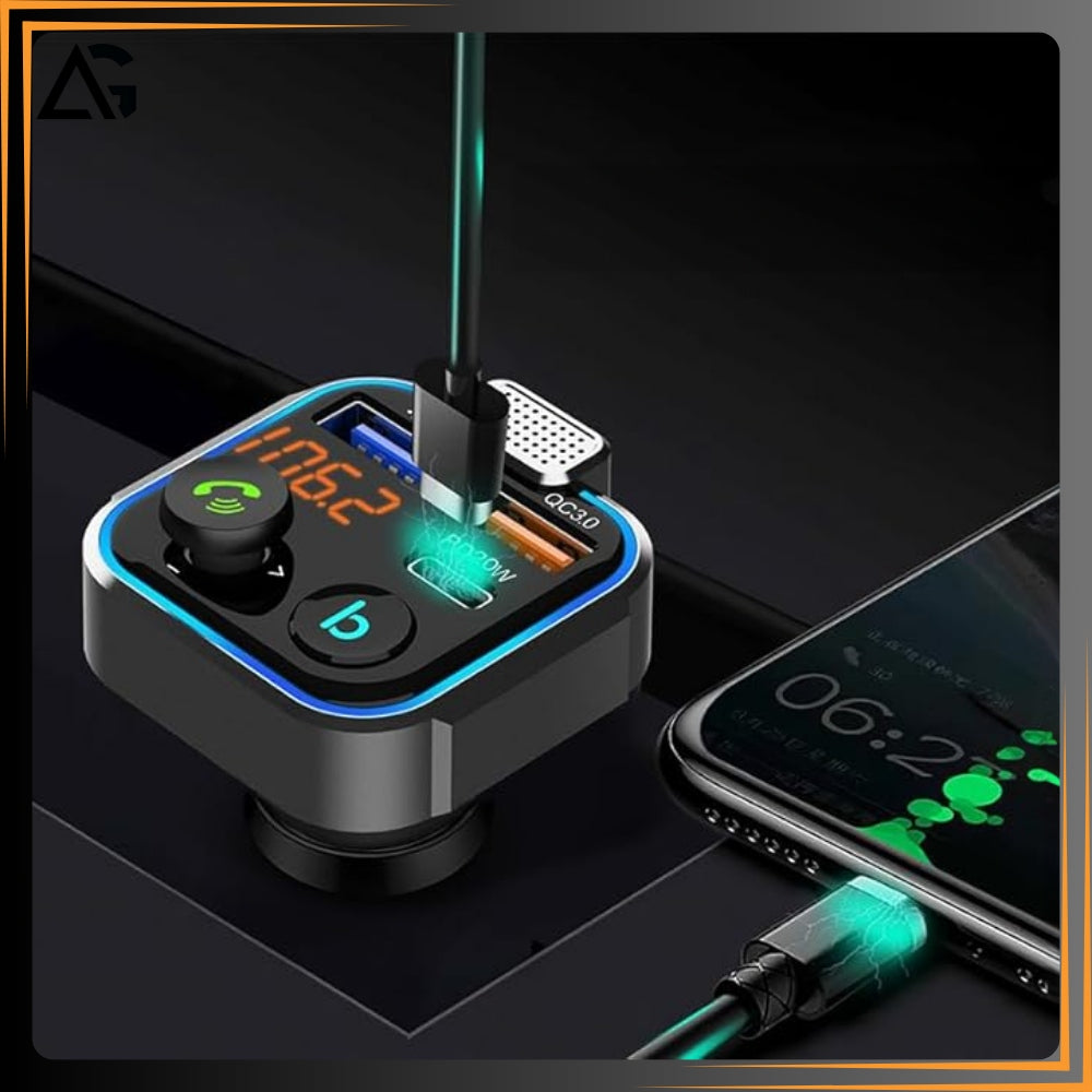 CAR BLUETOOTH TRANSMITTER FM 3.0A + 1.0A QC USB-C MP3 USB CHARGER Packaging status original