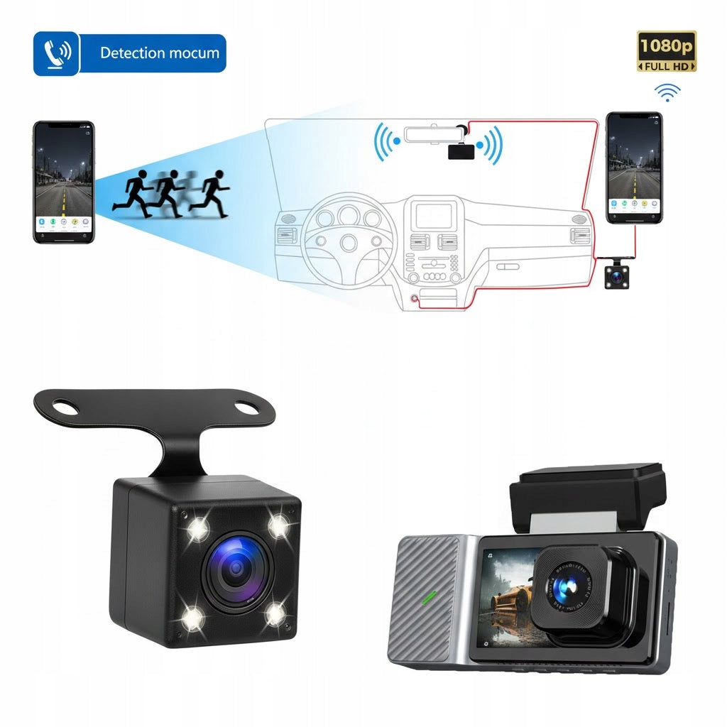 CAR CAMERA 3in1 DRIVING RECORDER WiFi FRONT REAR REVERSING AGENT APP Manufacturer code 10005414
