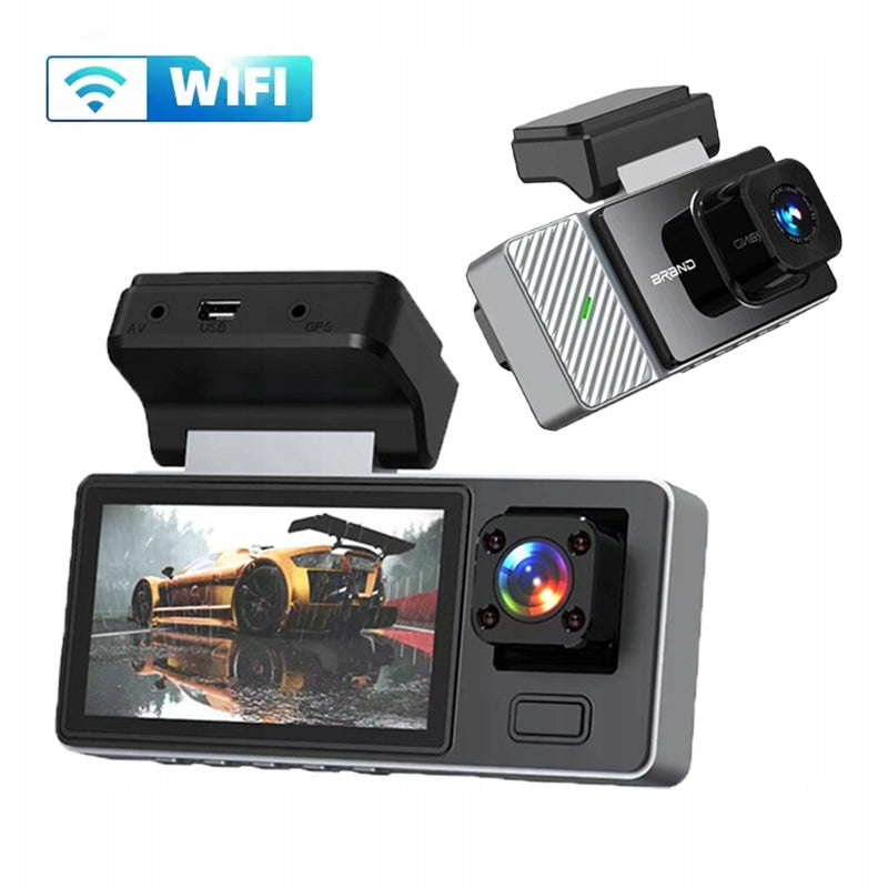 CAR CAMERA 3in1 DRIVING RECORDER WiFi FRONT REAR REVERSING AGENT APP