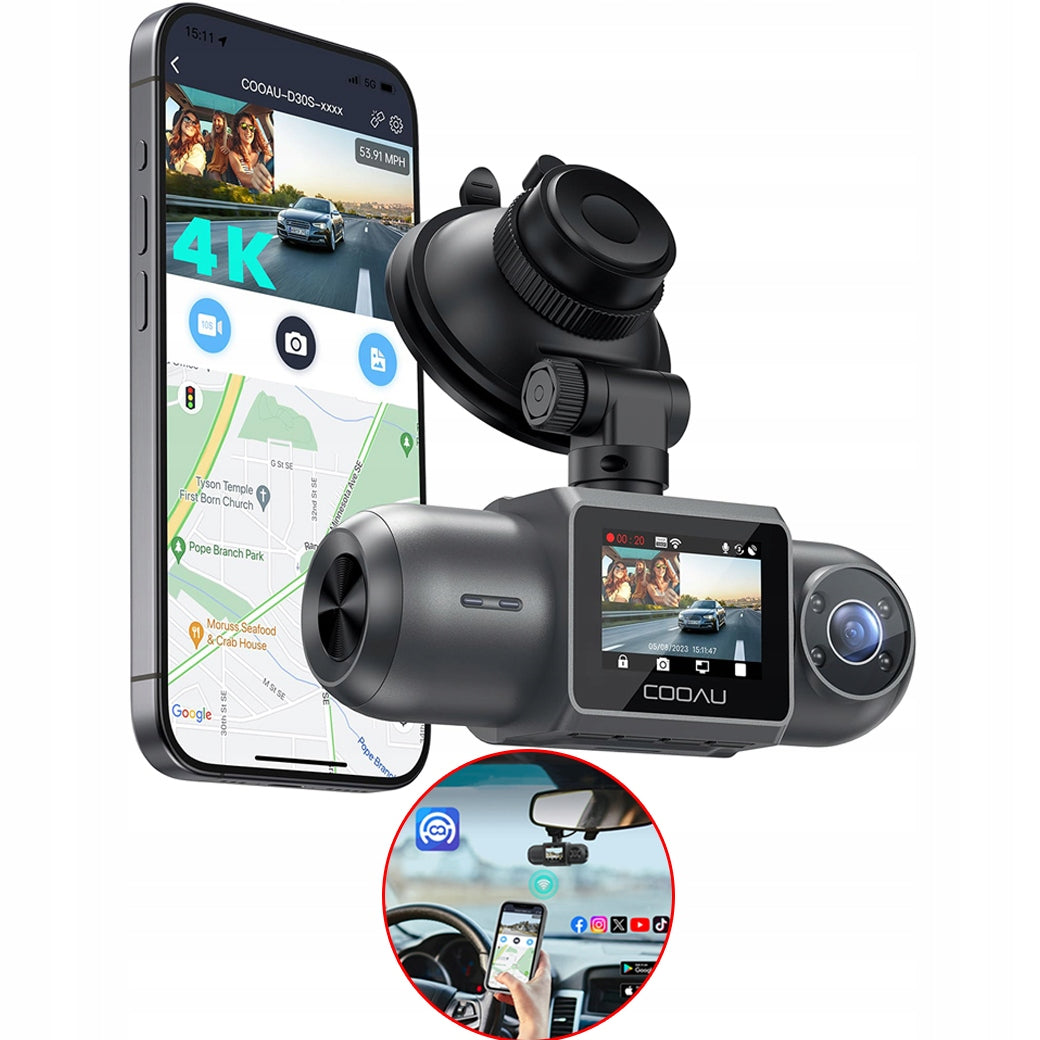 CAR CAMERA 4K GPS WIFI DUAL DRIVING RECORDER FUNCTION WDR APP NIGHT