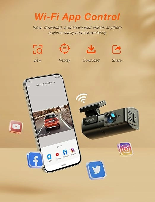 CAR CAMERA DRIVING VIDEO RECORDER 2.5K 1440P WIFI DASHCAM IZEEKER Manufacturer code 00100