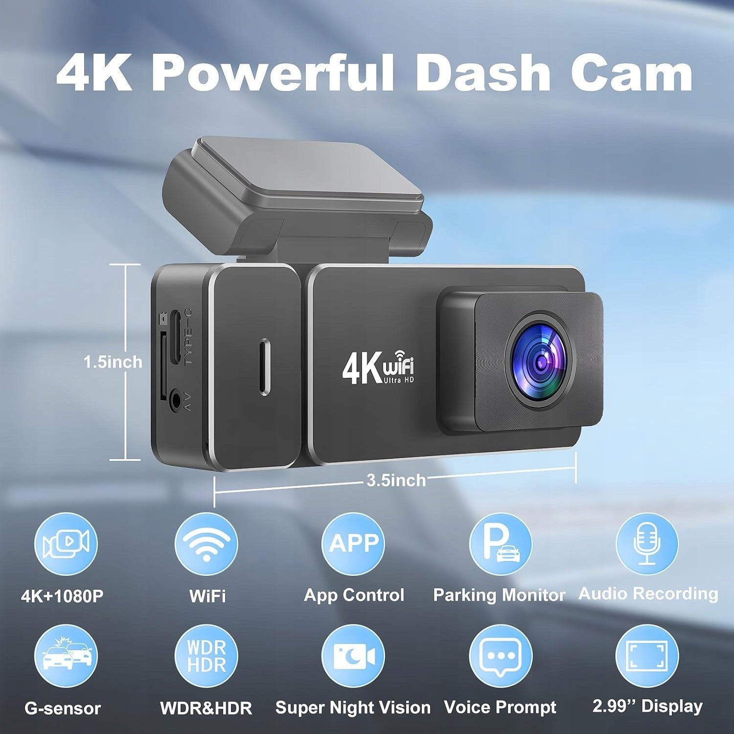 CAR CAMERA FRONT REAR 4K +1080P Dash Camera CHORTAU B-T002 Packaging status original