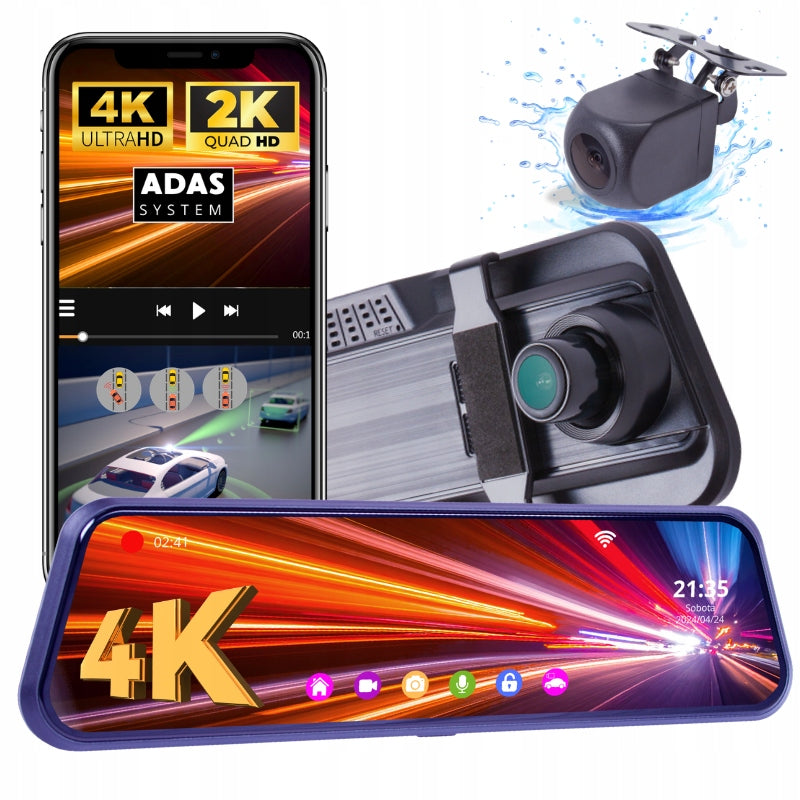 CAR CAMERA FRONT REAR 4K+2K WiFi ADAS VIDEO CAR DVR