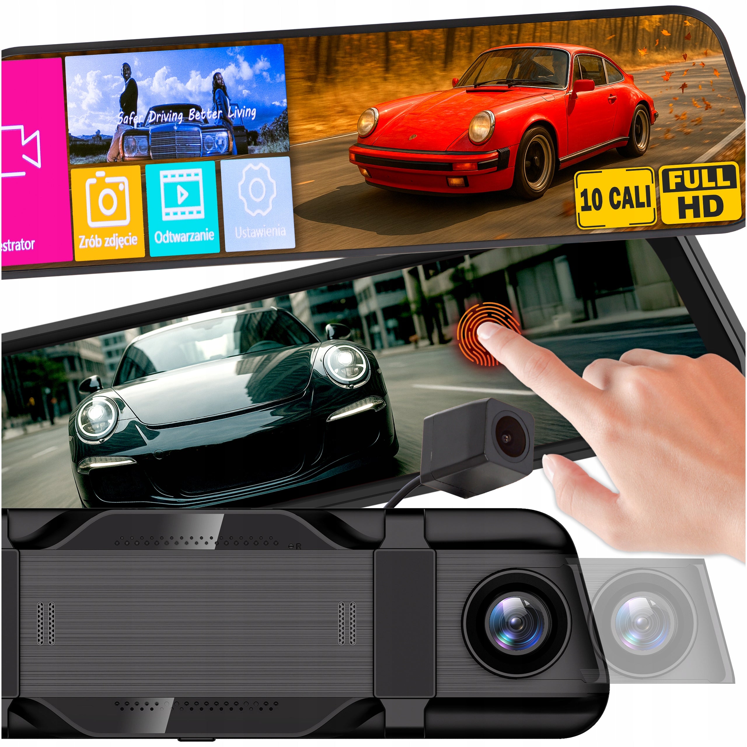 CAR CAMERA FULL HD VIDEO RECORDER MIRROR 10" REVERSING FRONT REAR