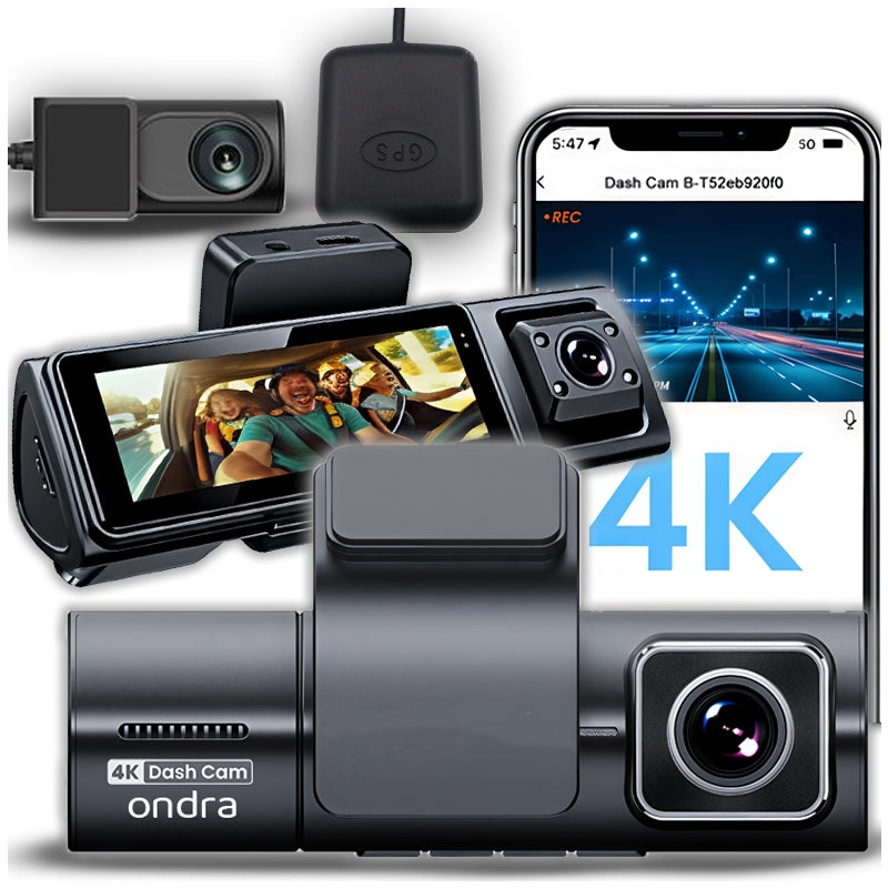 CAR CAMERA VIDEO RECORDER 4K UHD 3CAMERAS GPS WI-FI REVERSING CAMERA