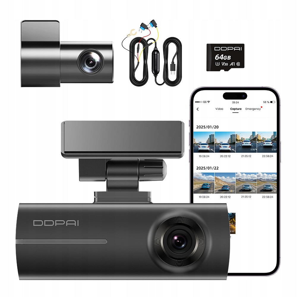 CAR CAMERA VIDEO RECORDER DDPAI N1 Dual 64GB+ REAR+ HARDWIRE KIT