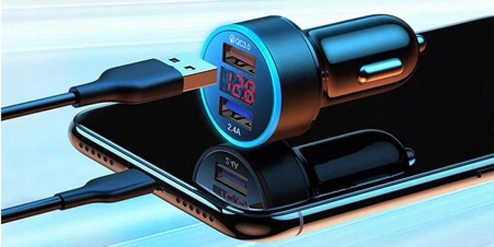 CAR CHARGER 2 x USB QC 3.0 LED Voltmeter LED Backlight Manufacturer code QC 3.0