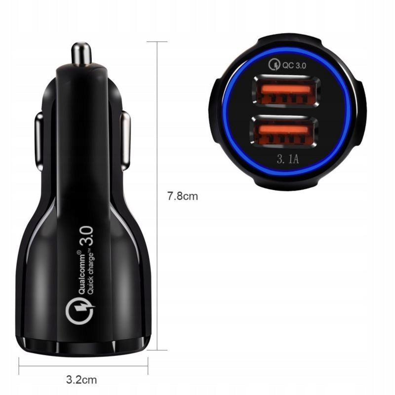 CAR CHARGER 2X USB FAST STRONG FOR CIGARETTE LIGHTER CAR SOCKET 3.1A Manufacturer code 335 Szybka ładowarka do samochodu do telefonu