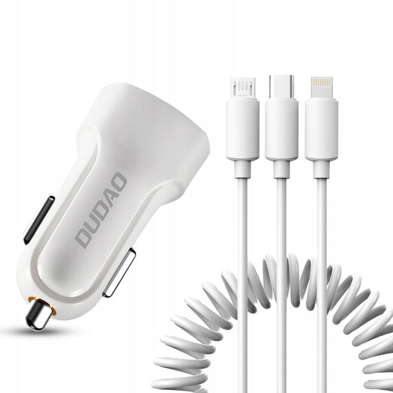 CAR CHARGER 2x USB 2.4A + CABLE USB CABLE 3in1 LIGHTNING / USB-C