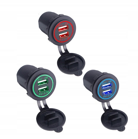 CAR CHARGER 2x USB 4,2A PANEL CIGARETTE LIGHTER SOCKET LED BLUE EAN (GTIN) 5906288901013