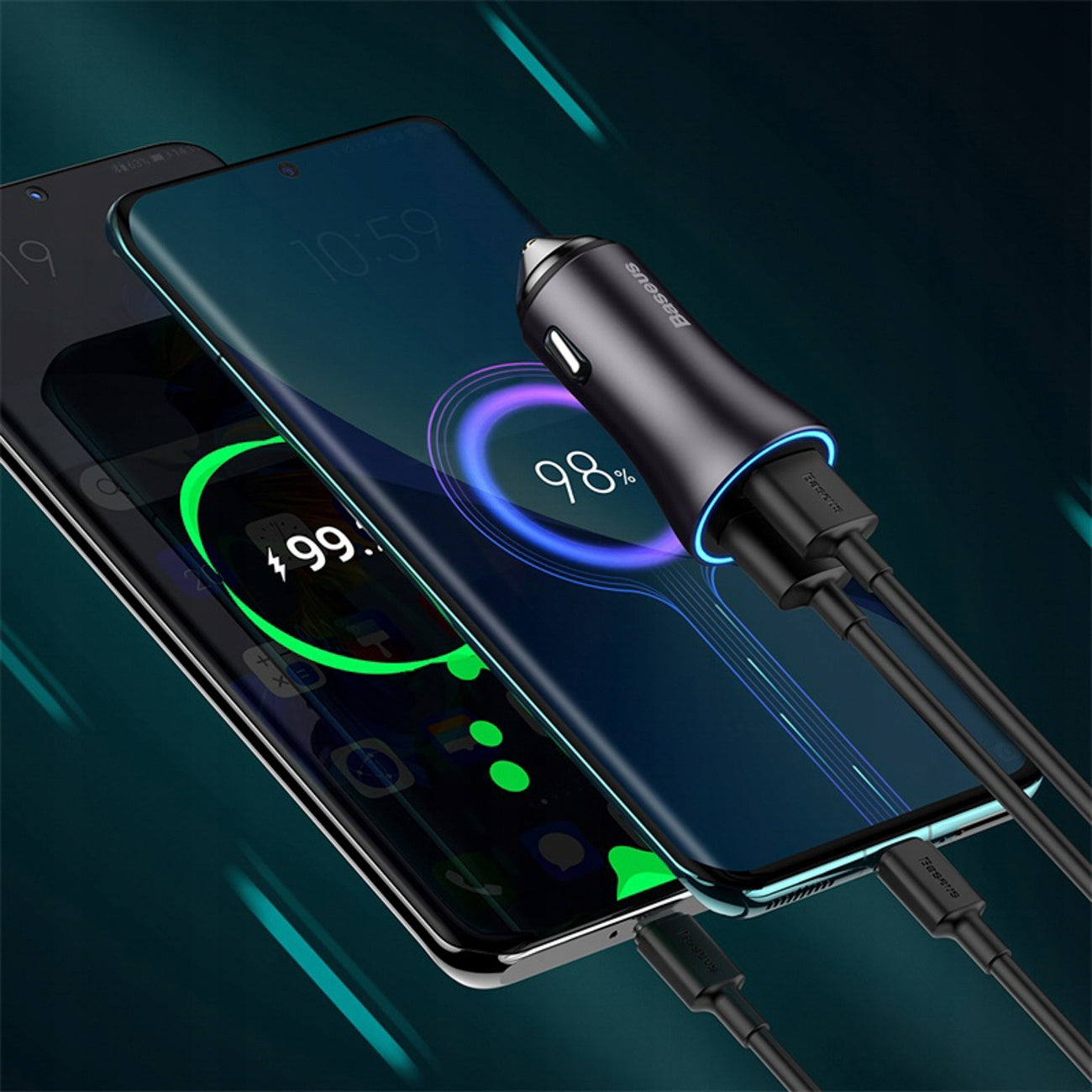 CAR CHARGER BASEUS 2x USB-A 60W FAST FOR TABLET PHONE METAL Manufacturer code C00035100812-Z1