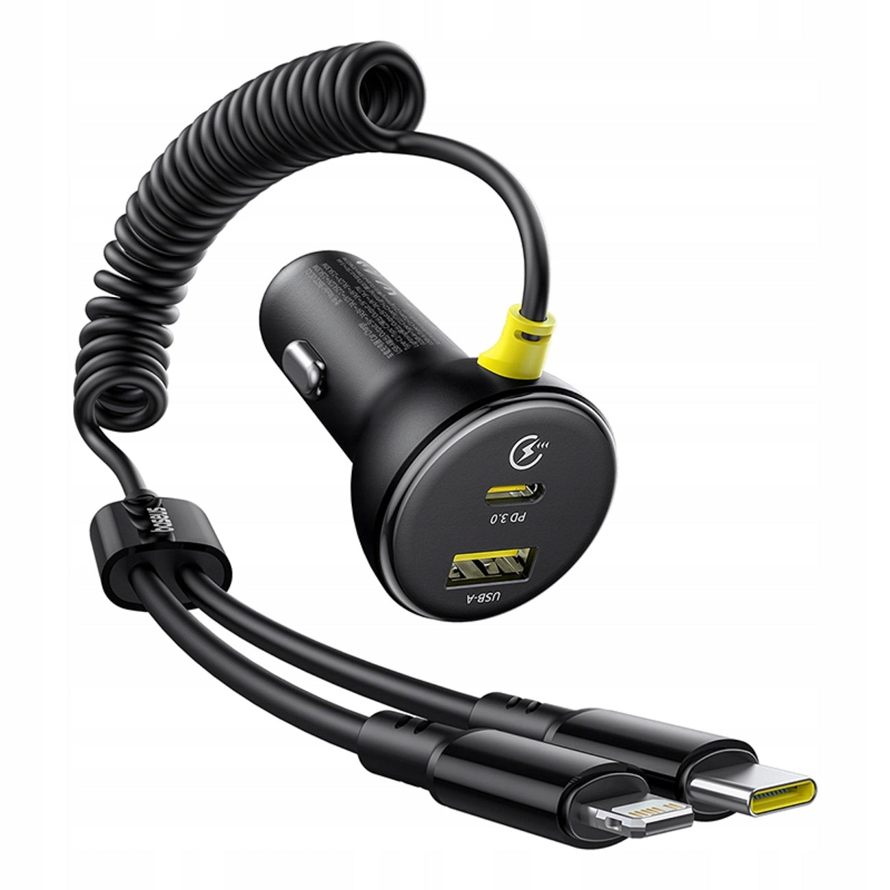 CAR CHARGER BASEUS USB-C USB-A PD 60W LIGHTNING USB-C CABLE