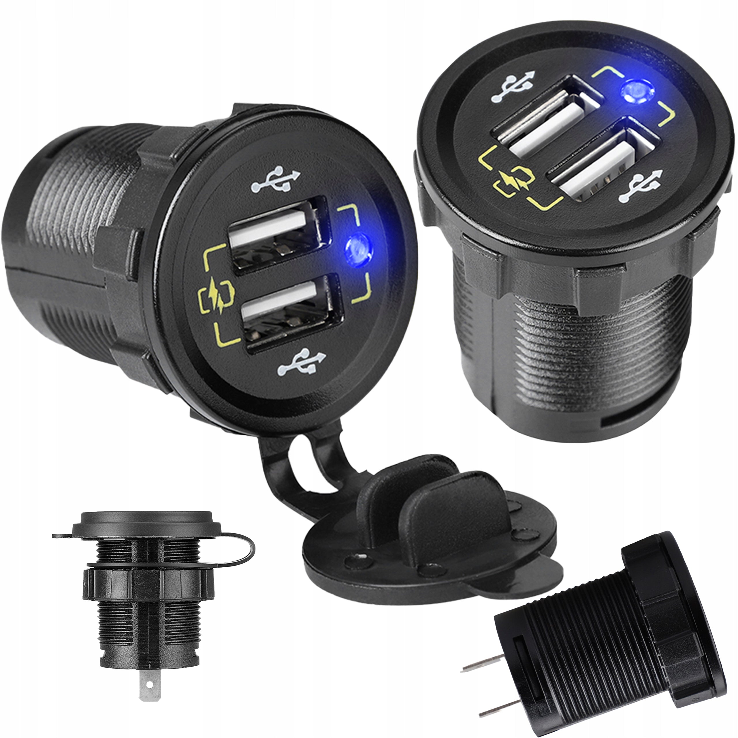 CAR CHARGER BUTTERFLY MOTORHOME BOAT 2x USB 3,4A SOCKET 12V 24V