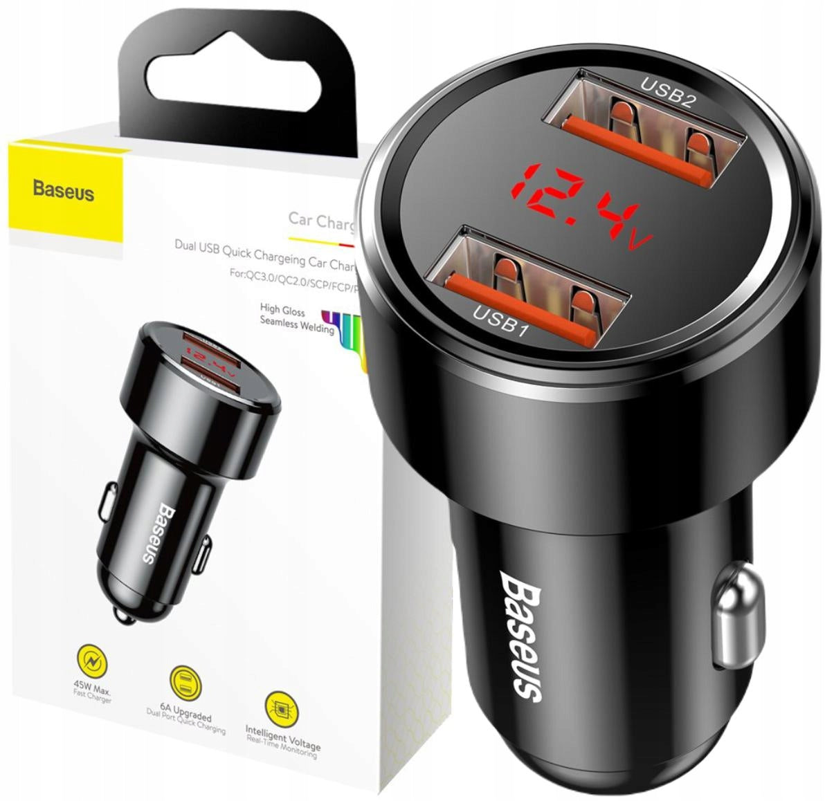 CAR CHARGER Baseus Magic CCMLC20A-01 45W 6A 2x USB-A QC 3.0 LED