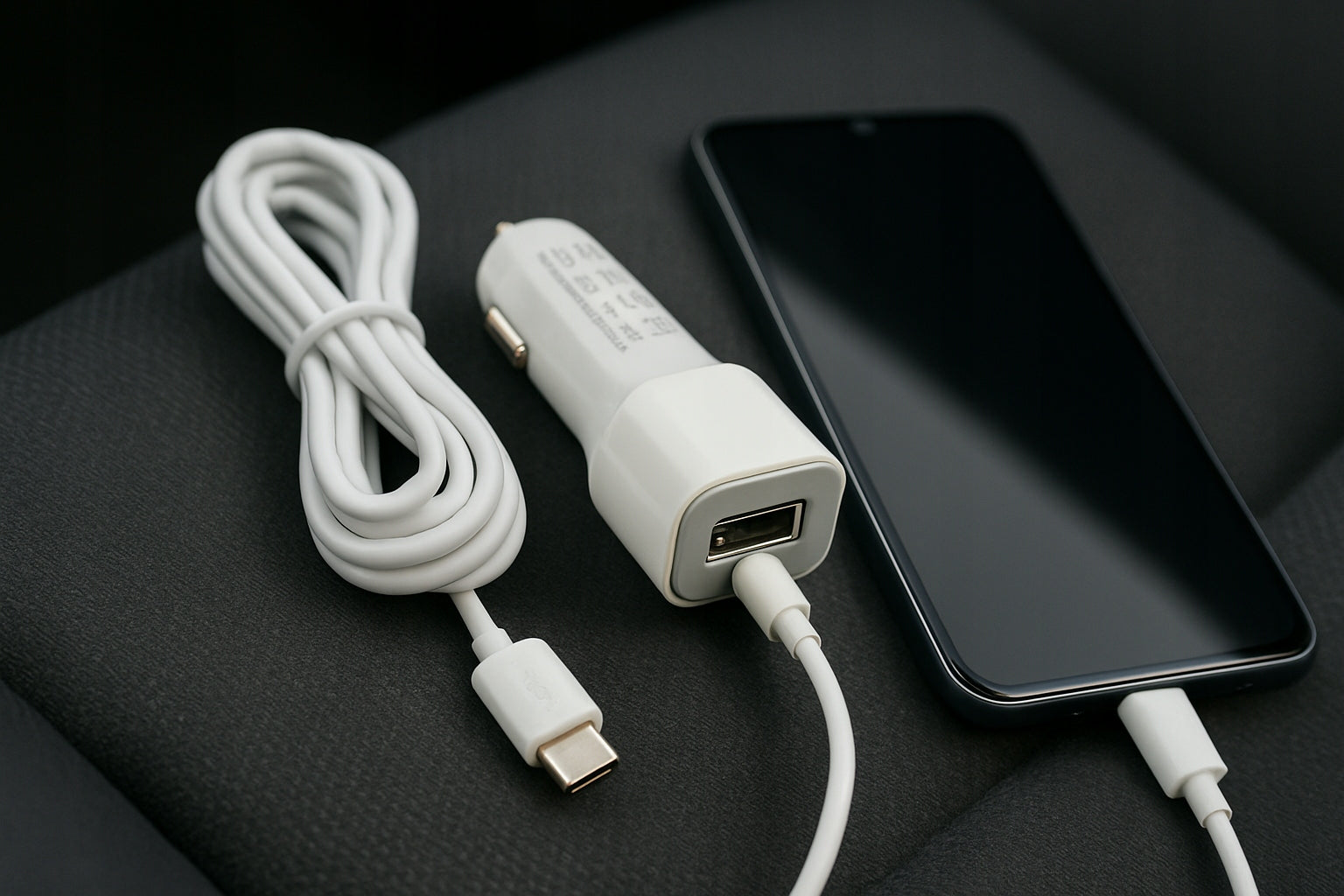 CAR CHARGER CABLE USB-C PLUG USB SOCKET 115CM 12-24V DC EAN (GTIN) 5900804135487