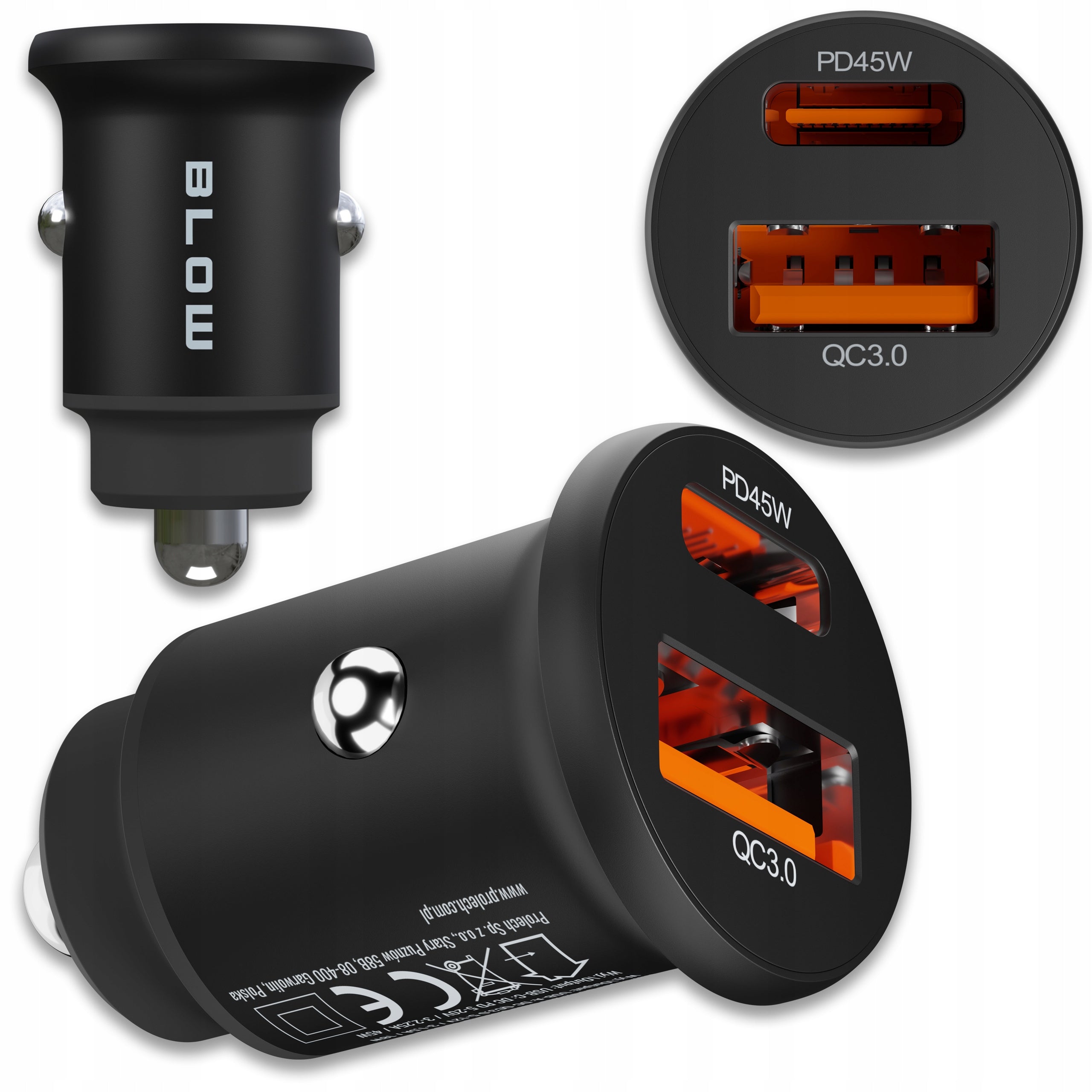 CAR CHARGER FAST CHARGING USB-C USB-A PD QC STRONG 45W