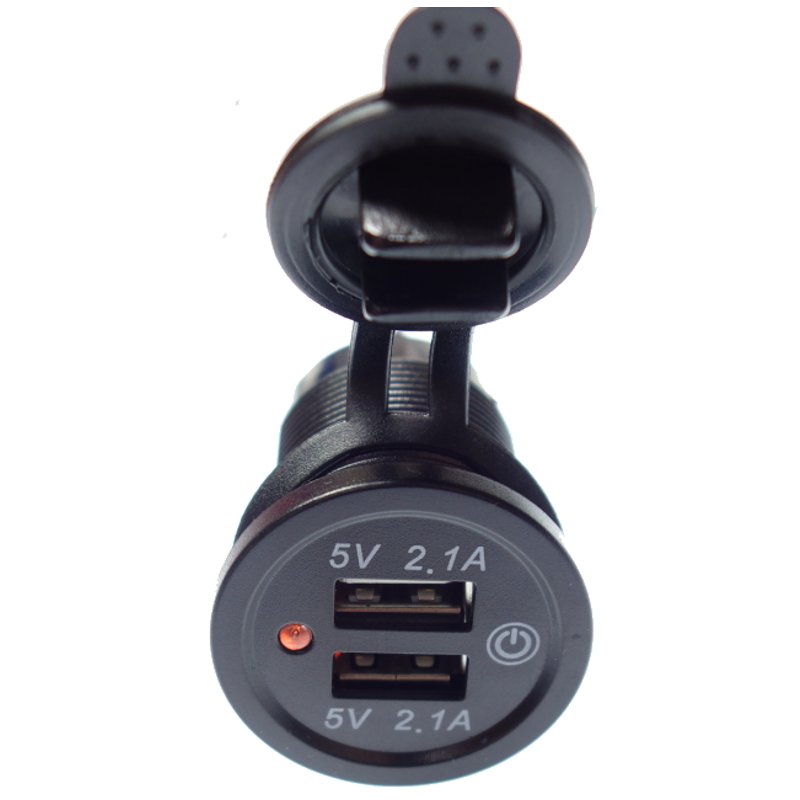 CAR CHARGER FOR BUILT-IN CAR USB 4,2A ORANGE SWITCH Color black