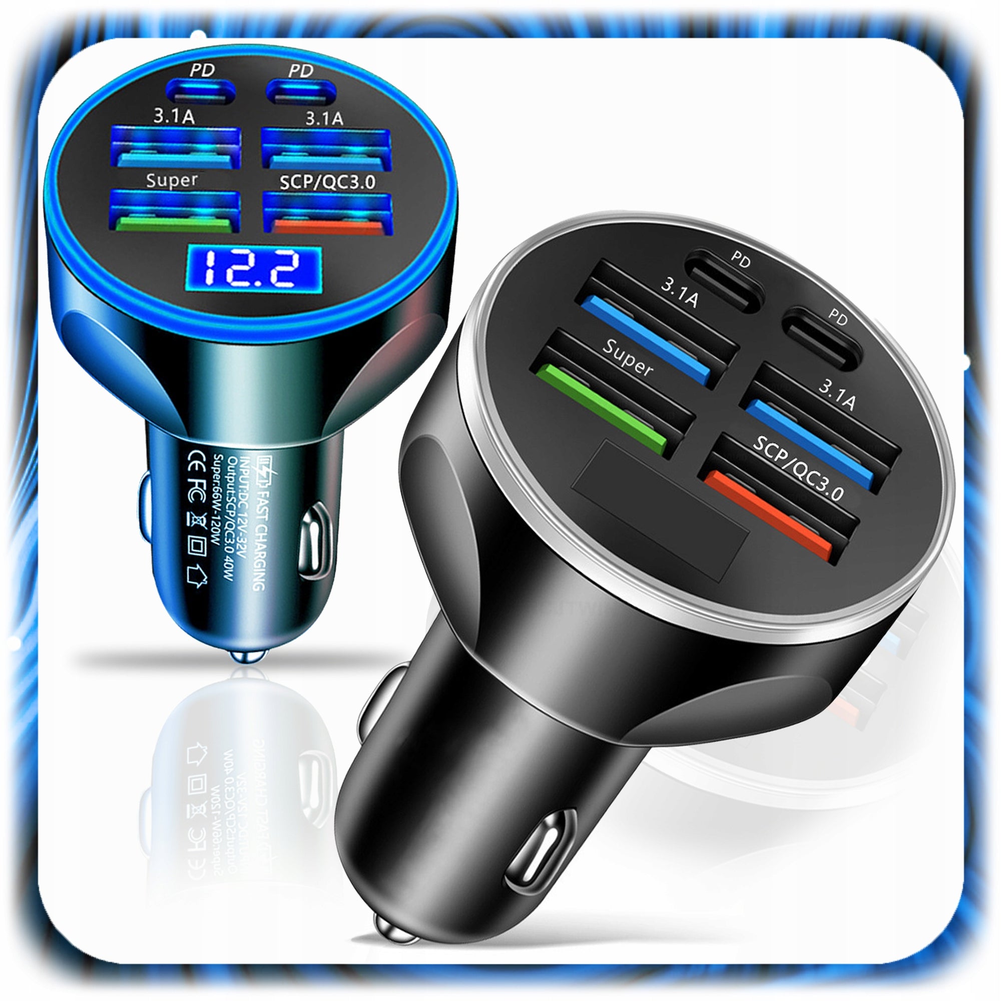 CAR CHARGER FOR CAR 6X USB USB-C QC 3.0 PD FAST FOR CIGARETTE LIGHTER Manufacturer code 007055