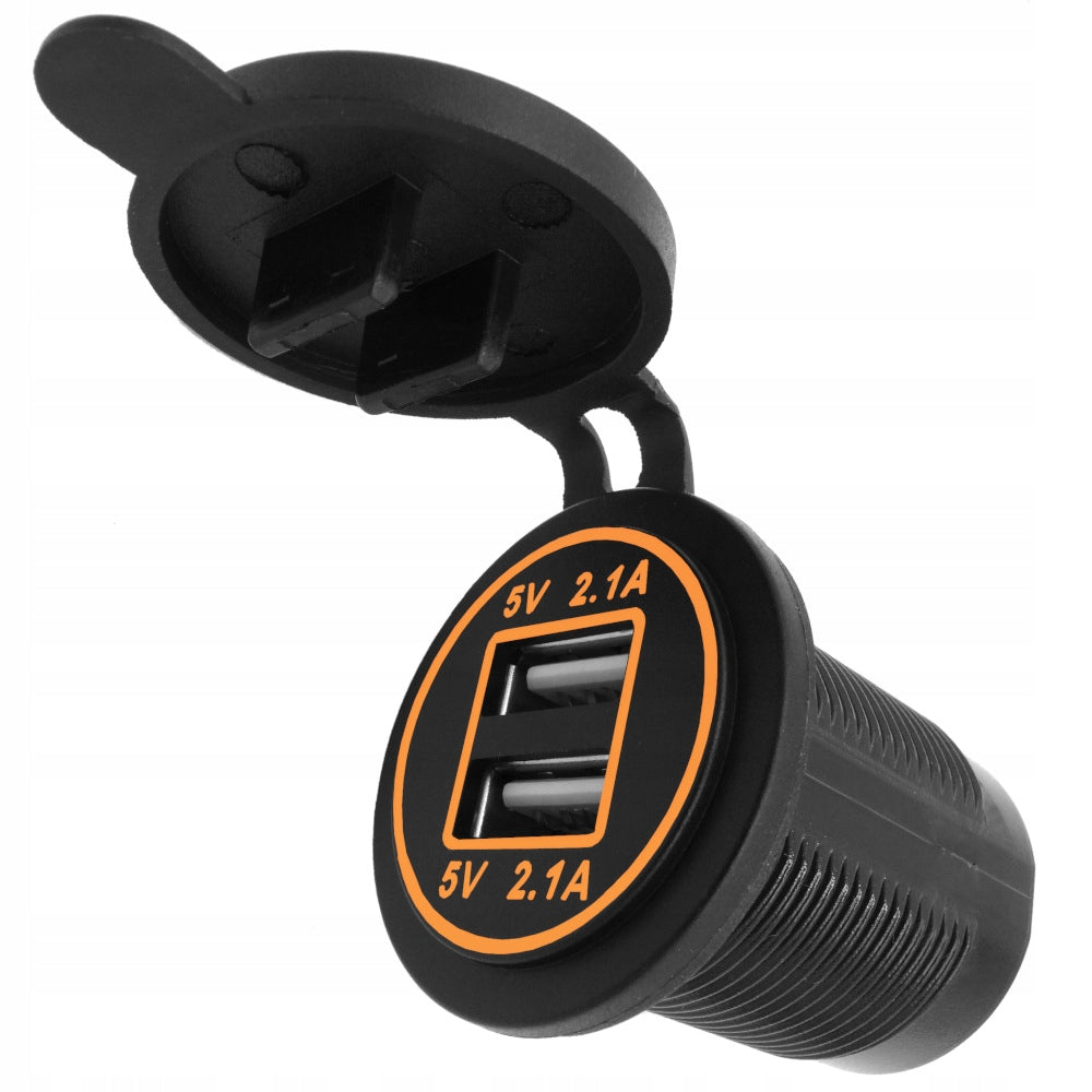 CAR CHARGER MOUNTING USB 12V-24V 4.2A RING orange LED Manufacturer code 40735