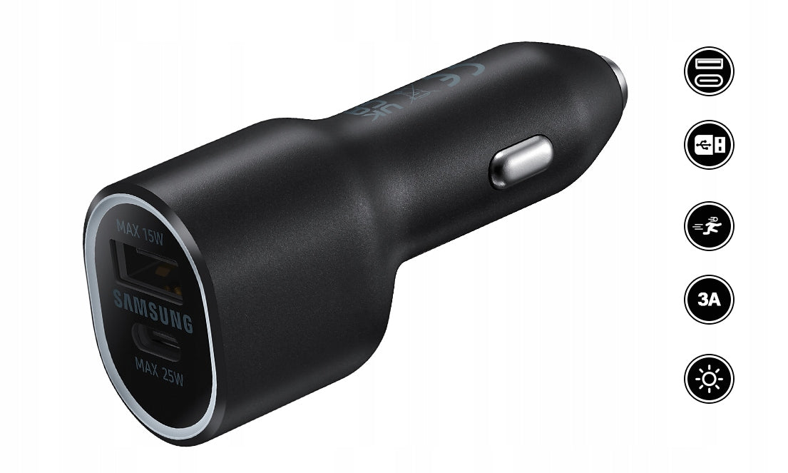 CAR CHARGER SAMSUNG SUPERFAST CHARGE USB-A/USB-C 25W/15W S24 S25 Packaging status original