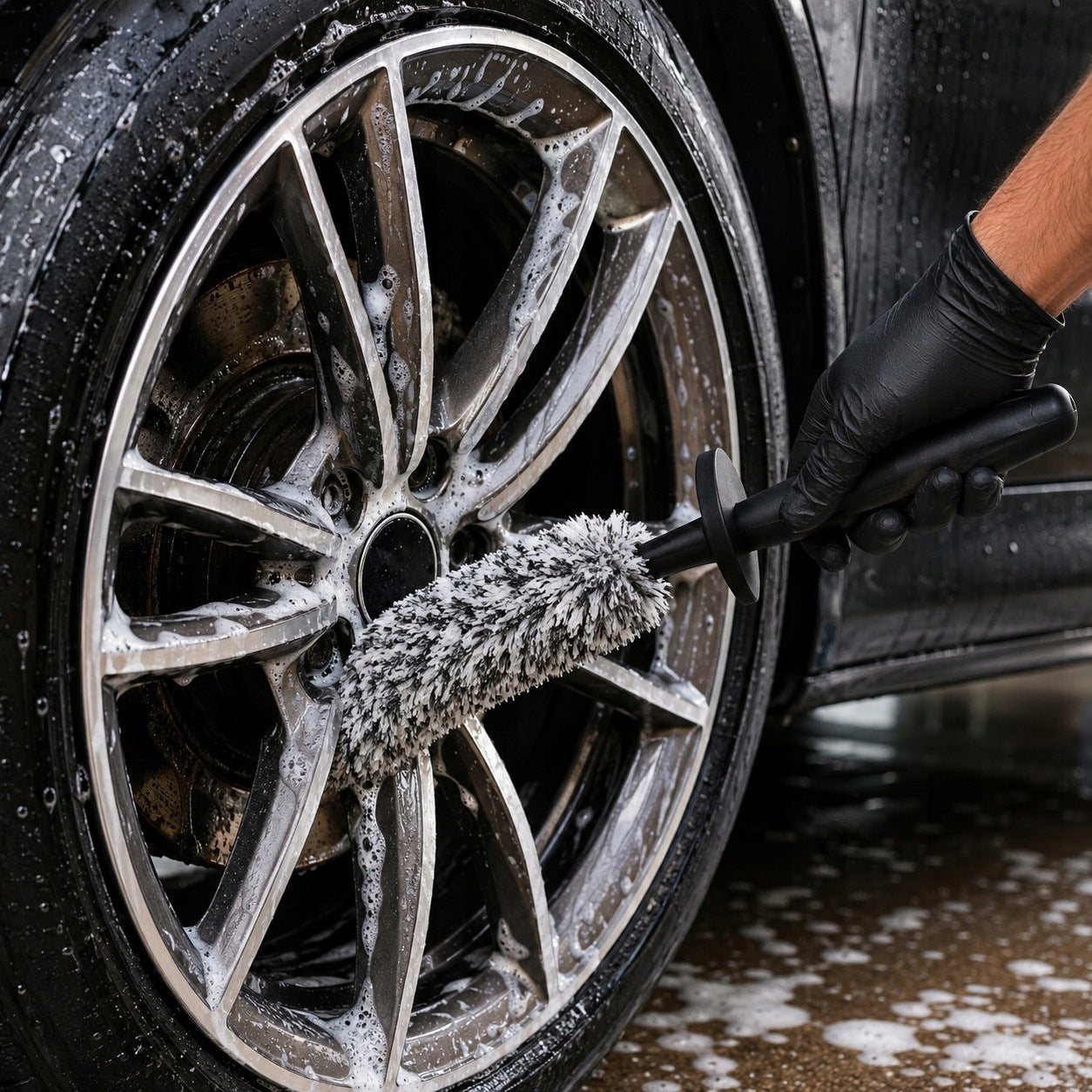 CAR CLEANING WHEEL WASH BRUSH SOFT MICROFIBER Packaging status original