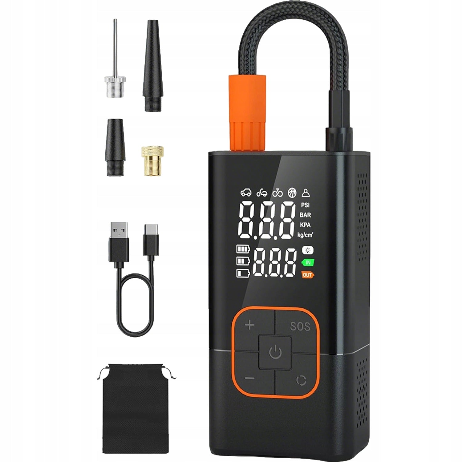 CAR COMPRESSOR BICYCLE PUMP + USB-C BATTERY POWERBANK