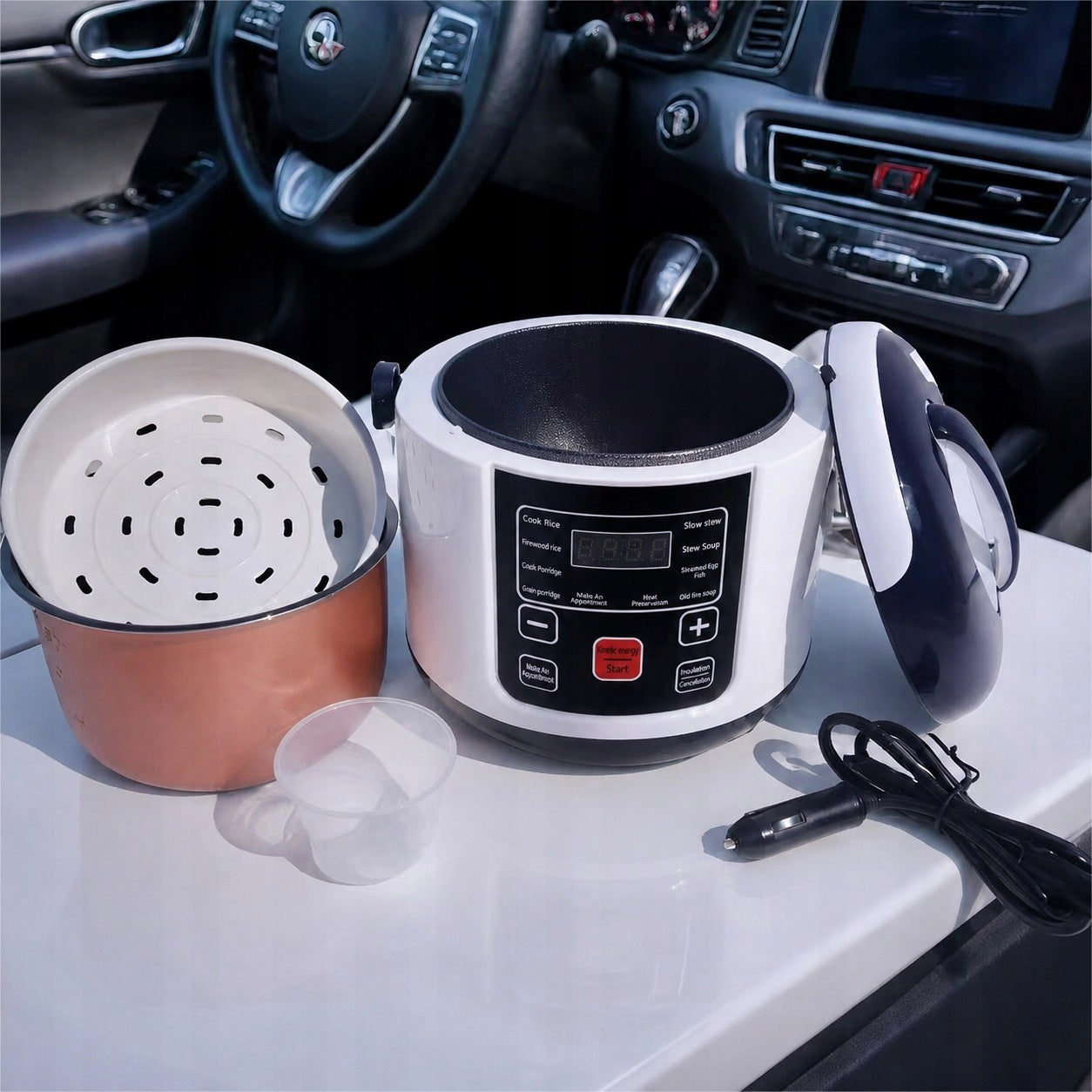 CAR COOKER RICE COOKER MULTICOOKER POT COOKER CAR TRUCK 2L 200W Dominant color beige/brown