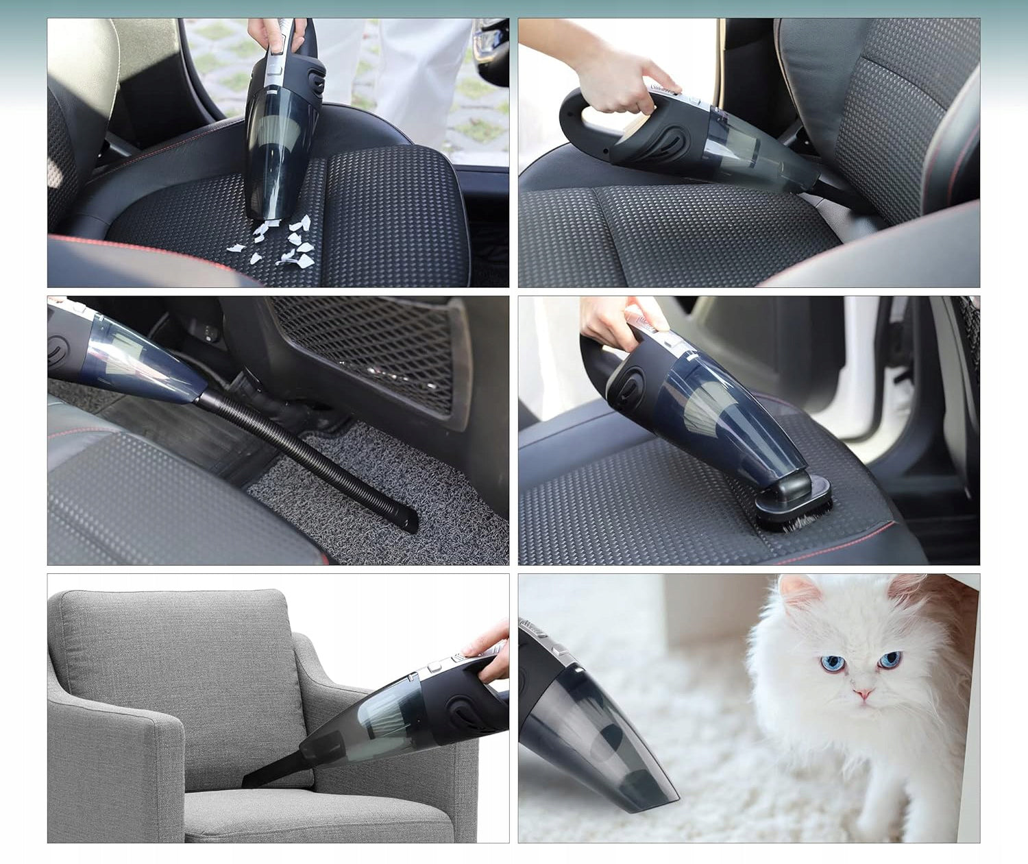 CAR CORDLESS HANDHELD VACUUM CLEANER 120W 6000PA FAST CHARGING Dominant color silver/gray
