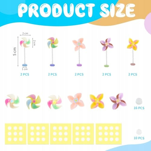 CAR DECORATION WINDMILL MOVABLE RESIN SELF-ADHESIVE SET OF 16 PCS Manufacturer code Bez marki