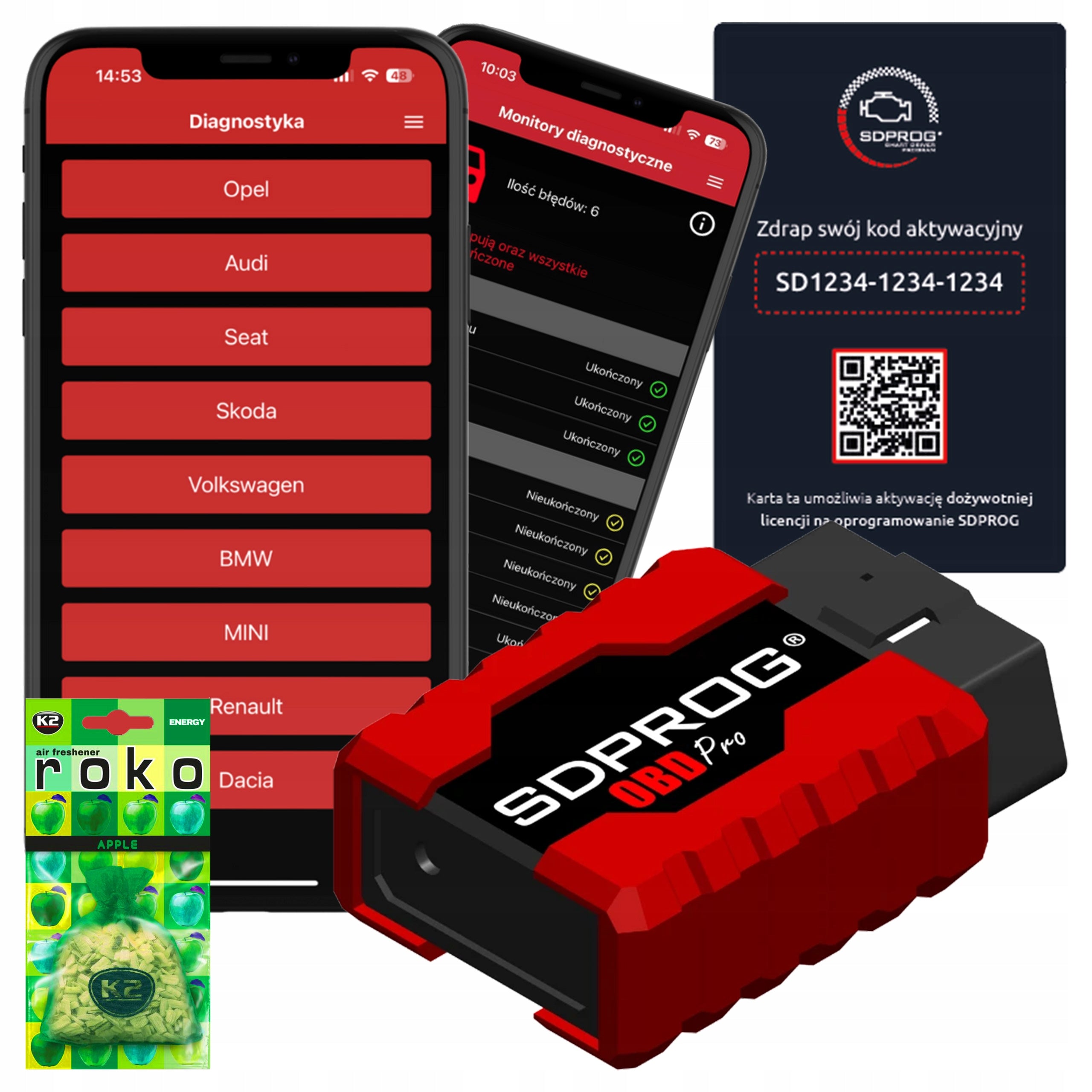 CAR DIAGNOSTICS SOFTWARE +INTERFACE SDPROG OBD PRO Android iOS