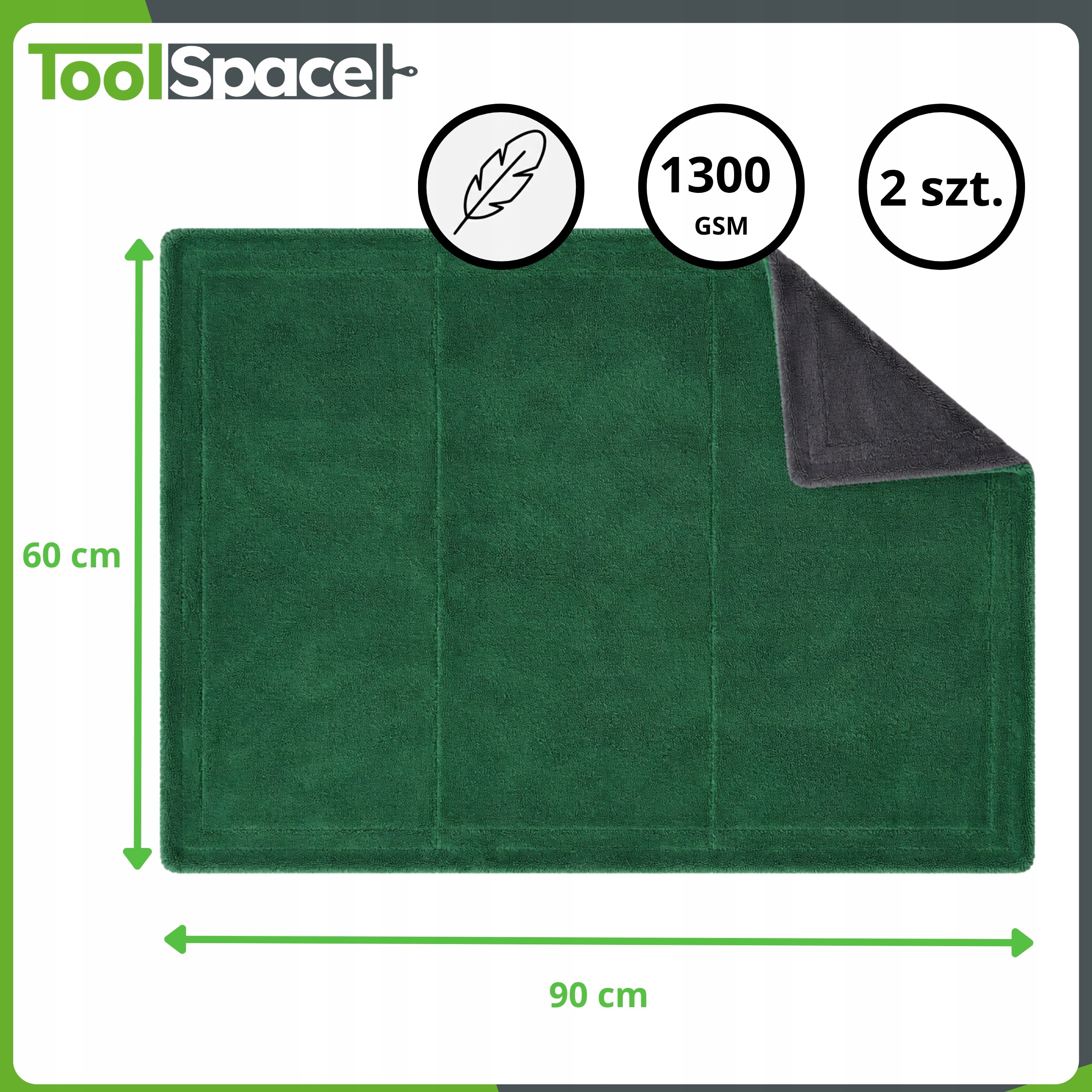 CAR DRYING TOWEL MICROFIBER 1300gsm 60x90 DETAILING THICK 2PCS Packaging status original