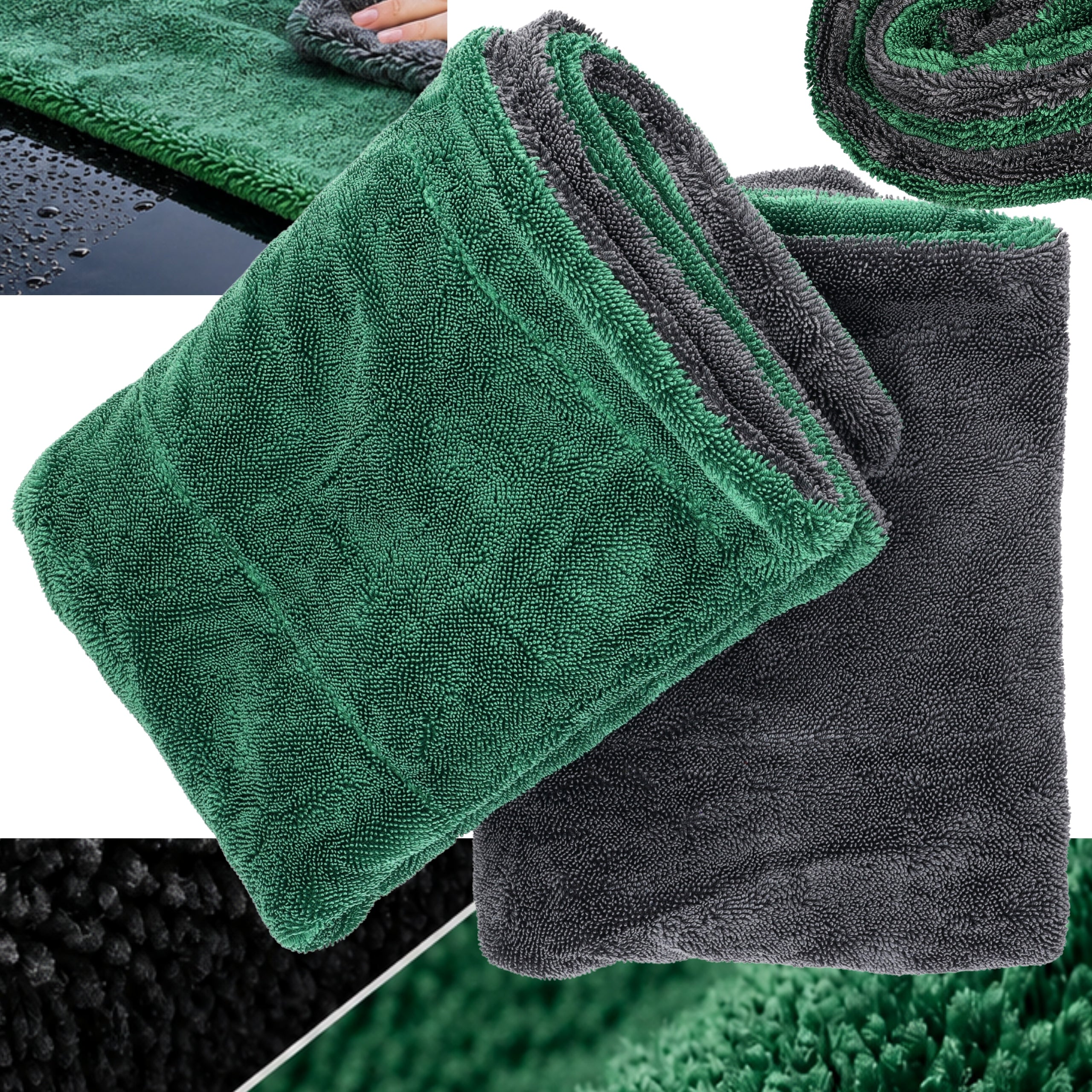 CAR DRYING TOWEL MICROFIBER 1300gsm 60x90 DETAILING THICK 2PCS