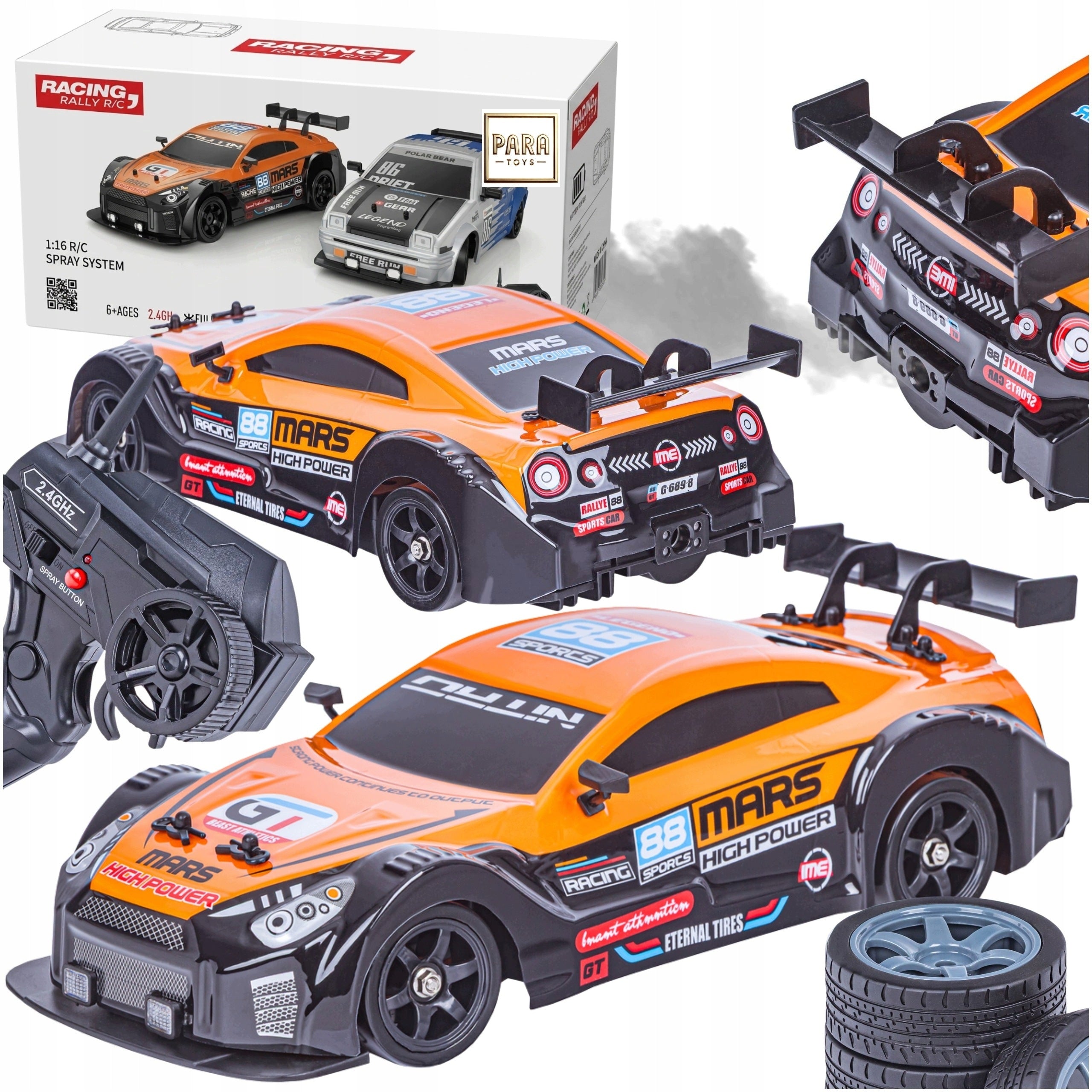 CAR FOR DRIFTING ON REMOTE CONTROL LARGE CAR REMOTE CONTROLLED RC DRIFT LED SMOKE 1:16