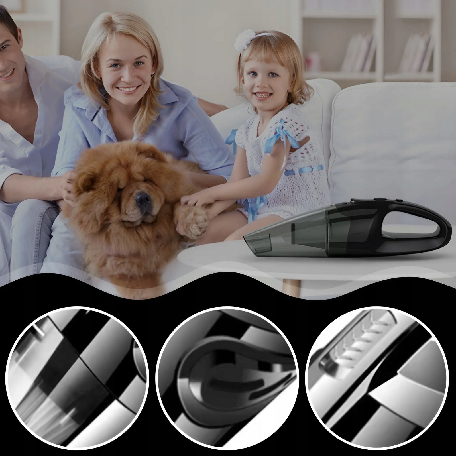 CAR HANDHELD VACUUM CLEANER CORDLESS POWERFUL CORDLESS + TIPS Dust container volume 0.3 l