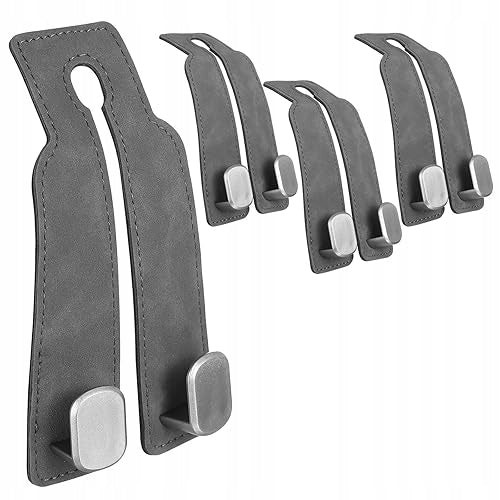 CAR HOOKS DOUBLE SWIVEL HEADREST 360 GREY 4 PCS leather