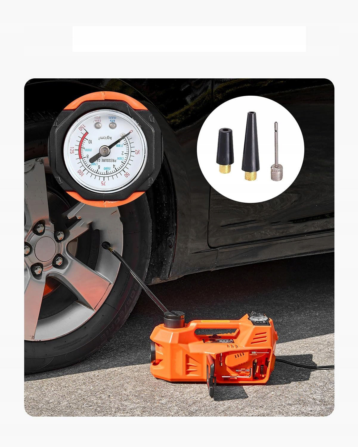 CAR JACK ELECTRIC HYDRAULIC JACK 12V + COMPRESSOR 3IN1 Maximum lifting height 450 mm