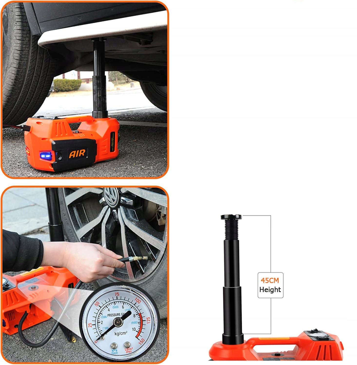 CAR JACK ELECTRIC HYDRAULIC JACK 12V + COMPRESSOR 3IN1 Minimum lifting height 155 mm