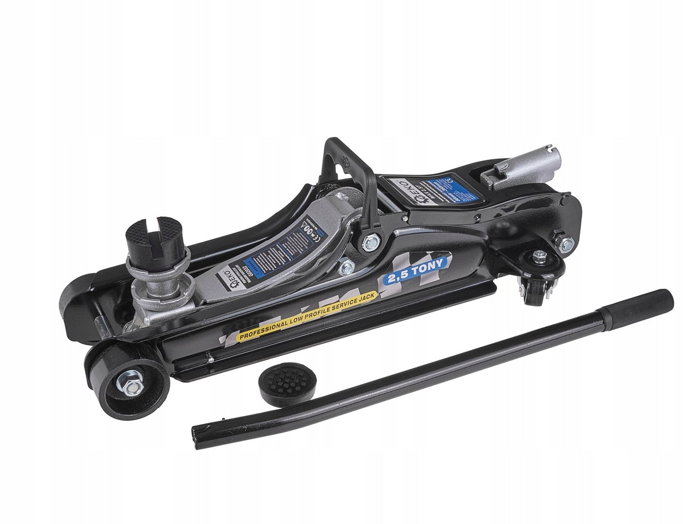 CAR JACK LOW PROFILE 2,5T FROG RUBBER STEEL WHEELS Brand Geko