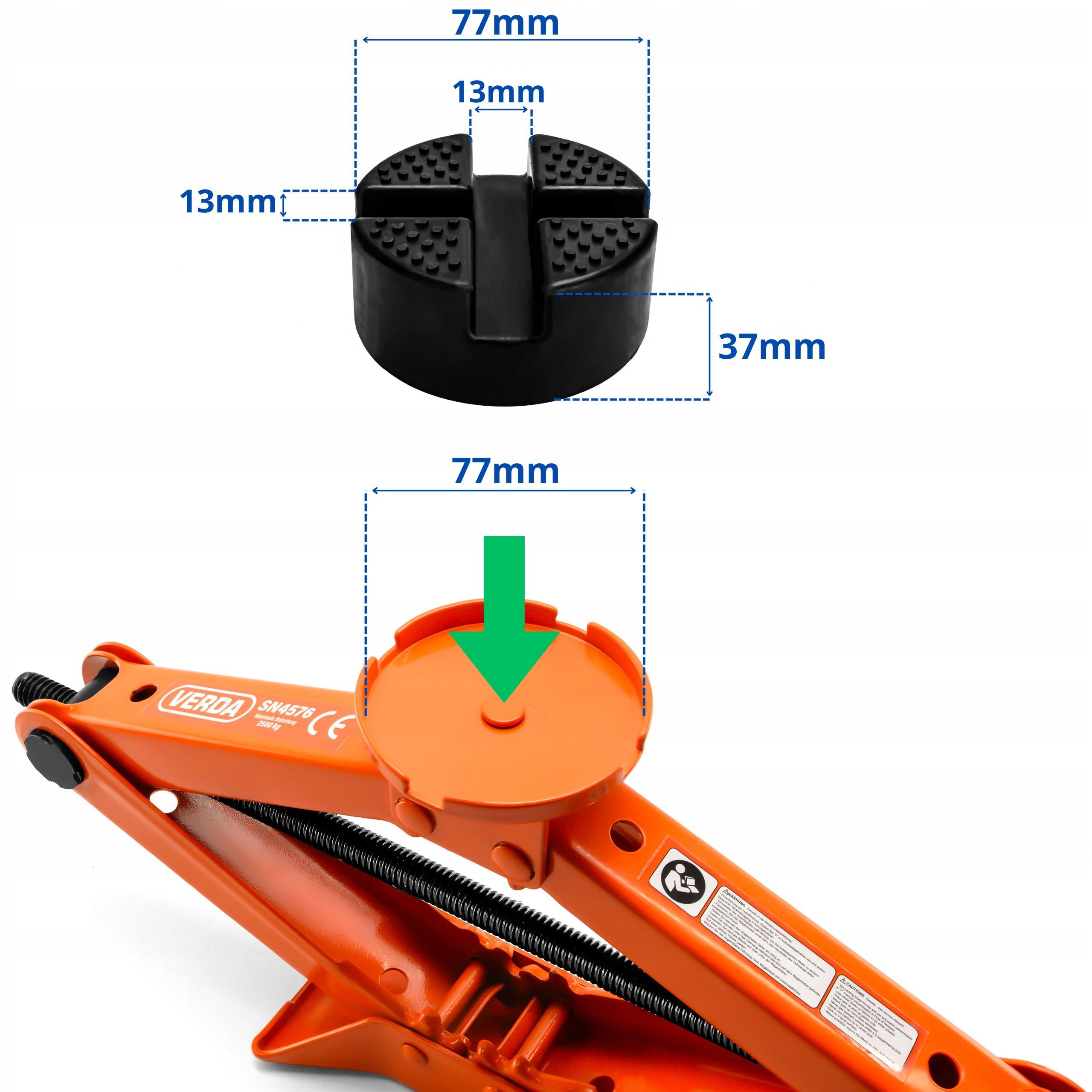 CAR JACK TRAPEZOIDAL JACK 2,5T 100-415 WHEEL WRENCH COVER Product weight with unit packaging 5 kg