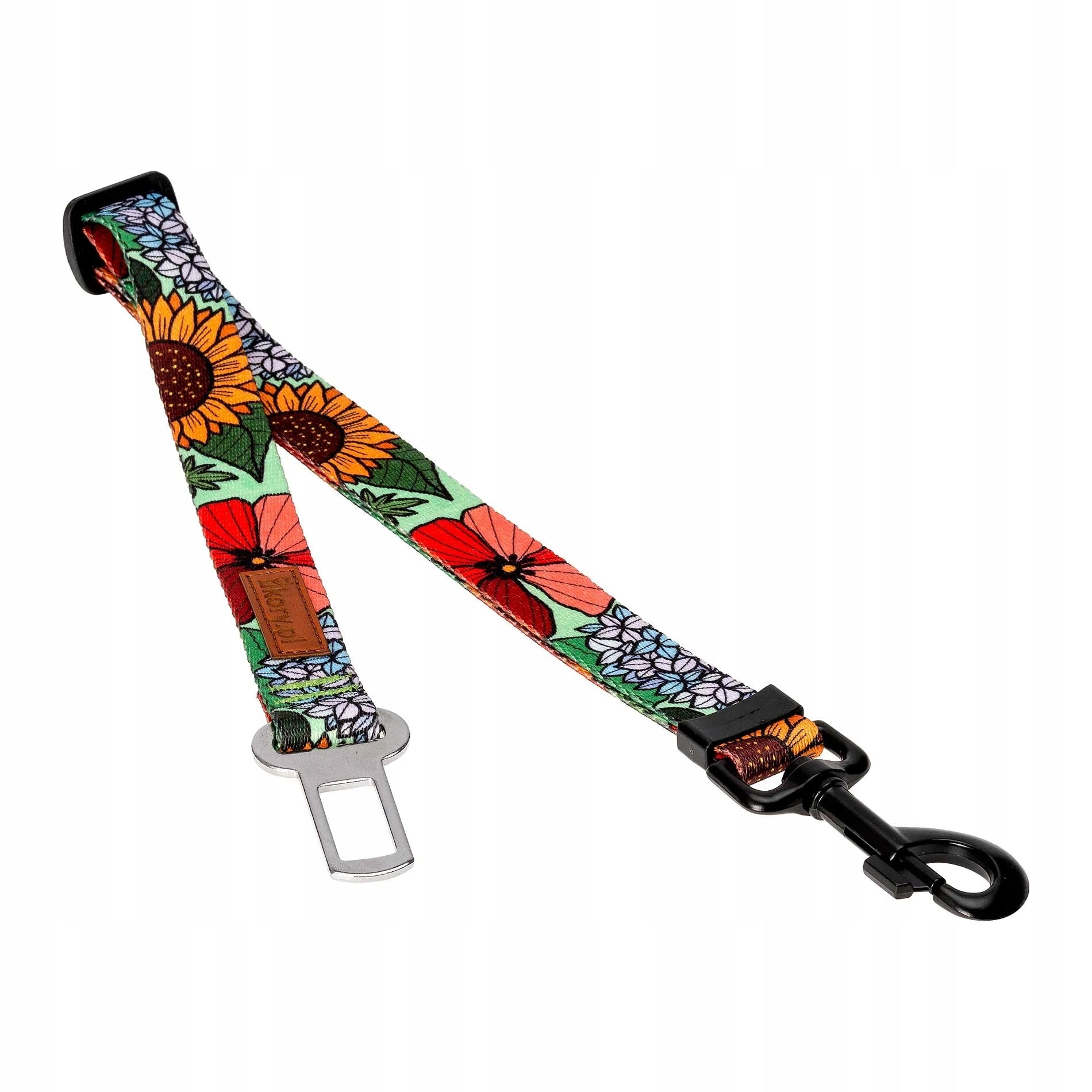 CAR LEASH FOR DOG 25 mm 45-75 cm Ukory print FLOWERS poppies Brand Ukory